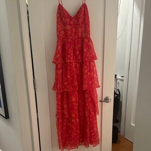 Amanda Uprichard Red Floral Maxi Dress